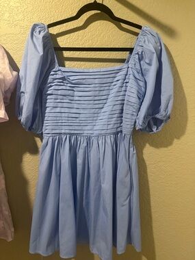 Abercrombie & Fitch Light Blue Smocked Bodice Mini Dress